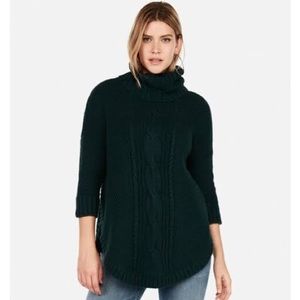 Express cowl neck cable knit circle hem sweater